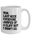 Funny Mother's Day Gift - Cute Mom Mug - Jumped Of A Cliff - Mother's Birthday Present