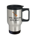 Funny Gift For Ukulele Player - While My Ukulele Gently Weeps - Travel Mug