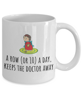 Knitting Gift Idea - Knitter Mug - Handicraft, Needlework Present - Row A Day Keeps The Doctor Away