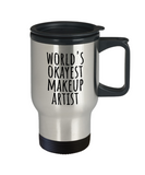 Funny Makeup Artist Travel Mug - Makeup Artist Gift - World's Okayest Makeup Artist