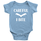 Cute Halloween Baby Shirt - Creepy Baby One-piece - Vampire Baby Bodysuit - Careful I Bite - Many Sizes And Colors - Halloween Baby Gift