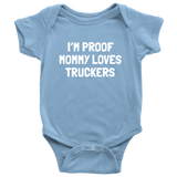 Funny Trucker Baby One-piece - Truck Driver Baby Bodysuit - Mommy Loves Truckers - Baby Shower or Birthday Gift - Many Sizes And Colors