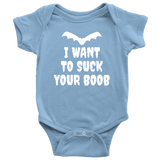 Cute Vampire Baby Shirt - Vampire Baby One-piece - Halloween Baby Bodysuit - I Want To Suck Your Boob - Many Sizes And Colors - Baby Shower