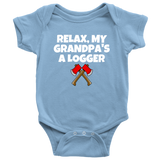 Cute Logging Baby Shirt - Baby One-piece - My Grandpa's A Logger - Baby Shower, First Birthday - Many Sizes And Colors - Cotton