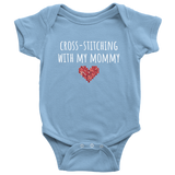 Cute Baby One-Piece - Embroidery Baby Shirt - Cross-Stitching With My Mommy - Custom Text Available - Many Sizes And Colors In Store
