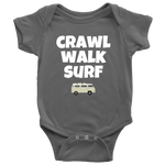 Cute Baby One-piece - Surfing Baby Shirt - Crawl Walk Surf - Gift For Baby Surfer - Many Sizes And Colors Available - All Cotton