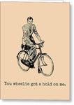 Cute Cyclist Card - Cyclist Greeting Cards - Vintage Bicycle Card - Cycling Gifts - Wheelie - Greeting Card