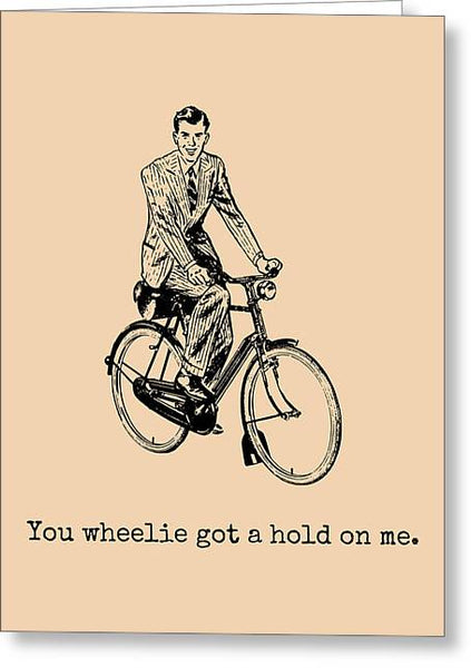 Cute Cyclist Card - Cyclist Greeting Cards - Vintage Bicycle Card - Cycling Gifts - Wheelie - Greeting Card
