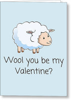 Cute Sheep Valentine Card - Valentine's Day Card - Valentine For Sheep Lovers - Wool You Be My - Greeting Card