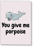 Cute Valentine Card - Boyfriend Card - Girlfriend Love Card - Anniversary Card - Porpoise - Greeting Card