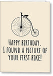 Cyclist Birthday Card - Funny Bicycle Birthday Card - Cycling Greeting Card - Your First Bike - Greeting Card