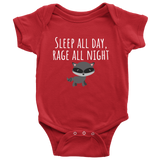 Cute Baby One-Piece - Funny Baby Shirt - Baby Shower Gift - Sleep All Day Rage All Night - Many Sizes And Colors Available - Baby Raccoon