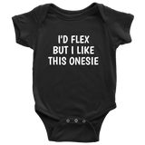 Fitness Baby One-Piece - Cute Baby Shirt - Weight Lifting Baby - I'd Flex But I Like This One-Piece - Many Sizes And Colors - First Birthday
