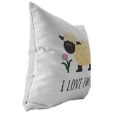 Romantic Throw Pillow - Boyfriend or Girlfriend Gift - I Love Ewe - Cute Sheep - Long Distance Relationship - Valentine or Birthday