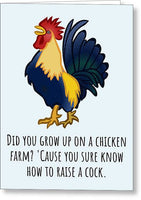 Dirty Greeting Card - Sexy Card - Funny Naughty Card - Rude Cards - Valentine's Day - Raise a Cock - Greeting Card