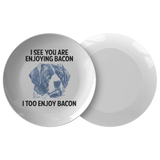 Weird Dog Art - Funny Dog Loves Bacon Gift- Bacon Lover Dinner Plate - Dog Lover Gift
