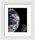 Earth And Moon - Framed Print