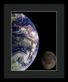 Earth And Moon - Framed Print