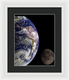 Earth And Moon - Framed Print