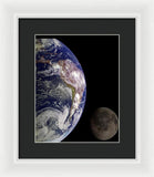 Earth And Moon - Framed Print