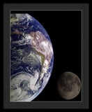 Earth And Moon - Framed Print
