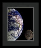 Earth And Moon - Framed Print
