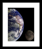 Earth And Moon - Framed Print