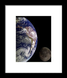 Earth And Moon - Framed Print
