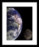 Earth And Moon - Framed Print