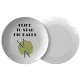 Funny Knitting Plate - Knitter Gift Idea - I Like To Stab Big Balls - Knitting Present - Funny Dinner Plate For Knitter