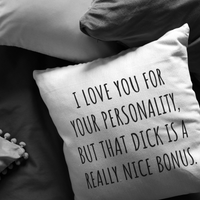 Romantic Boyfriend Gift - Throw Pillow for Husband - Valentine Gift - Birthday gift for Boyfriend - That Dick Is a Really Nice Bonus