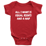 Funny Feminist Baby One-piece - Feminist Baby Bodysuit - Equal Rights And A Nap - Many Sizes And Colors Available - Baby Shower or Birthday