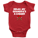 Cute Logging Baby Shirt - Baby One-piece - My Grandpa's A Logger - Baby Shower, First Birthday - Many Sizes And Colors - Cotton