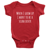 Cute Baby One-piece - Scuba Diving Baby Shirt - Diving Baby Bodysuit - I Want To Be A Scuba Diver - Many Sizes And Colors - All Cotton