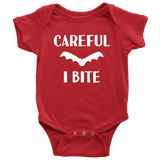Cute Halloween Baby Shirt - Creepy Baby One-piece - Vampire Baby Bodysuit - Careful I Bite - Many Sizes And Colors - Halloween Baby Gift