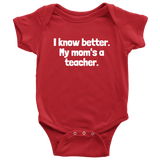 Cute Baby One-piece - Teacher Baby Shirt - My Mom's A Teacher - Many Sizes And Colors Available - Baby Shower or First Birthday Gift