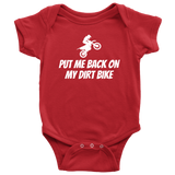 Dirt Bike Baby One-piece - Motocross Baby Shirt - Put Me Back On My Dirt Bike - Baby Shower Gift - Many Sizes And Colors - All Cotton