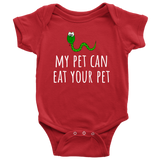 Cute Baby One-piece - Bodysuit - Herpetology Baby Shirt - My Pet Can Eat Your Pet - Snake - Many Sizes And Colors Available - Cute Baby Gift
