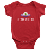 Funny UFO Baby One-piece - Alien Baby Bodysuit - Ufology Baby Shirt - I Come In Peace - Baby Gift Idea - Many Sizes And Colors