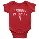 Cute Electrician Baby One-piece - Electrician In Training - Baby Shower or First Birthday Gift - Many Sizes And Colors - All Cotton