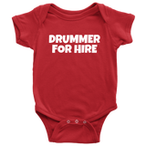 Cute Drummer Baby Shirt - Drumming Baby One-piece - Drummer For Hire - Baby Shower Gift Idea - Many Sizes And Colors