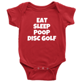Funny Baby One-piece - Disc Golf Baby Shirt - Eat Sleep Poop Disc Golf - Many Sizes And Colors - Baby Shower or Birthday Gift - All Cotton