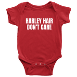 Funny Biker Baby Shirt - Motorcycle Rider Baby One-piece - Harley Hair Don't Care - Biker's Baby Gift - Many Sizes And Colors