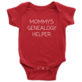Genealogy Baby One-piece - Genealogist Baby Bodysuit - Cute Baby Shirt - Mommy's Genealogy Helper - Many Sizes And Colors