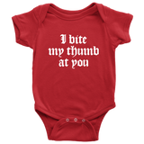 Shakespeare Insult Baby Shirt - Shakespeare Baby One-piece - English Teacher Baby - Insult baby Shirt - Baby Shower - I Bite My Thumb At You