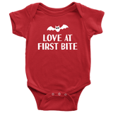 Cute Halloween Baby Shirt - Creepy Baby One-piece - Spooky Baby Bodysuit - Love At First Bite - Many Sizes And Colors - Halloween Baby Gift