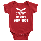 Cute Vampire Baby Shirt - Vampire Baby One-piece - Halloween Baby Bodysuit - I Want To Suck Your Boob - Many Sizes And Colors - Baby Shower
