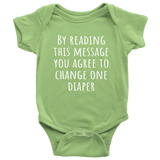 Funny Baby One-Piece - Cute Baby Shirt - Change One Diaper - Baby Apparel - Many Sizes And Colors Available - All Cotton