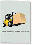 Forklift Birthday Card - Forklift Operator Card - Forklift Driver Card - Forkin Great Birthday - Greeting Card