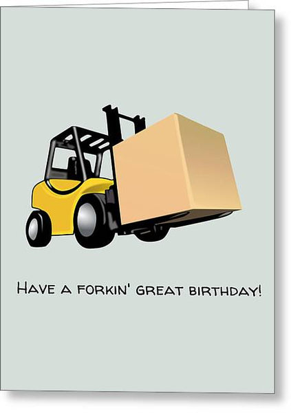 Forklift Birthday Card - Forklift Operator Card - Forklift Driver Card - Forkin Great Birthday - Greeting Card